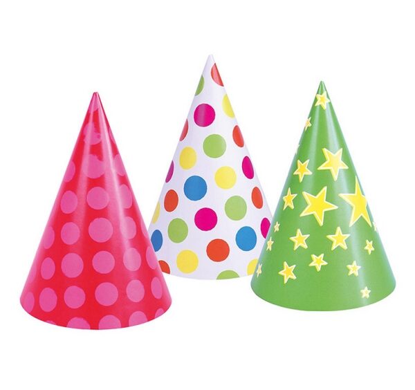 Set of 5 Carnival Party Cone Hats - Paper, 16 cm Height 🎉🎭