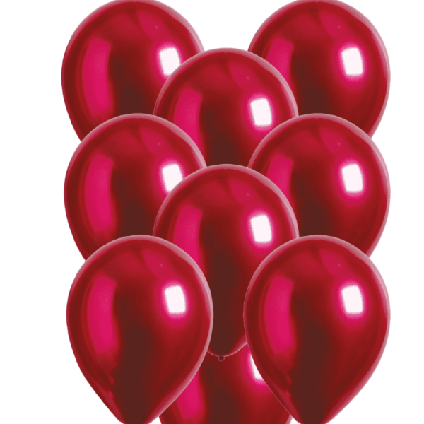❤️ 10 Red Chrome Loose Helium Latex Balloons ❤️
