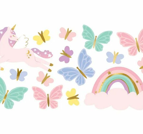 🦄 Unicorn - Butterflies Tattoos – Washable, Mix of 15 Designs 🌈