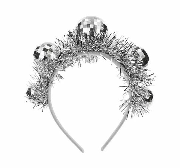 ✨🪩 Disco Ball Headband – Silver, 17.5 x 17.5 cm 🎉