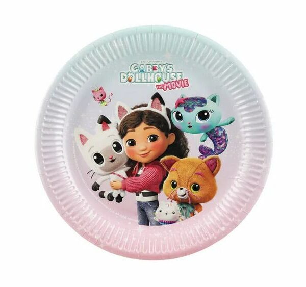 🐾 Gabby’s Dollhouse Paper Plates (Mix, 23cm) 🎉
