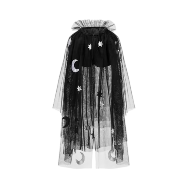 Children’s Costume Cape – Black with Silver Elements (Ages 3–7) ✨