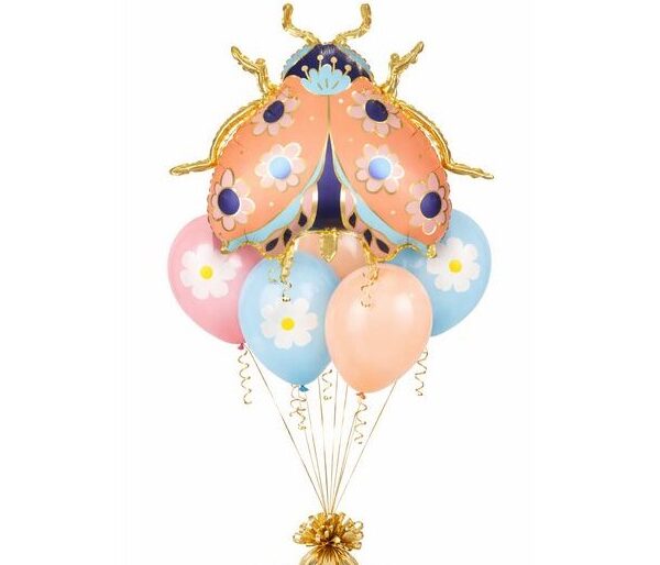 Ladybug Balloon Bouquet – Pastel Garden Theme 🐞🌼