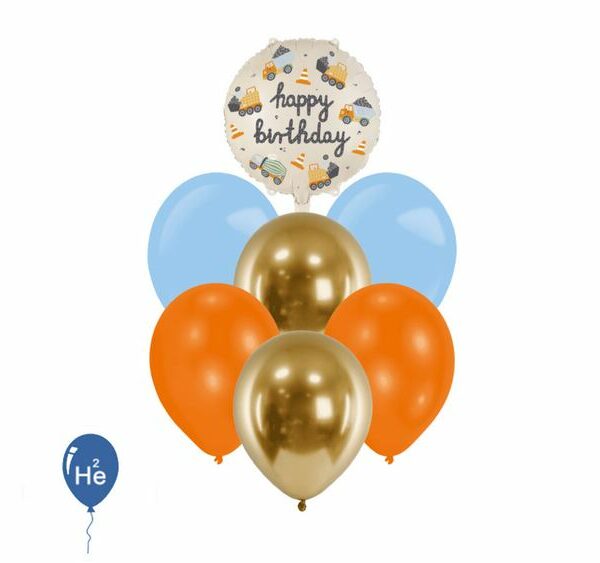 🚧 Construction Birthday Balloon Bouquet – Deluxe Mix 🎈
