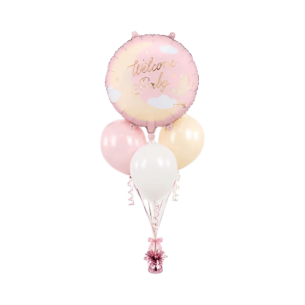 🎈 Welcome Baby Balloon Bouquet – Light Pink ✨👶