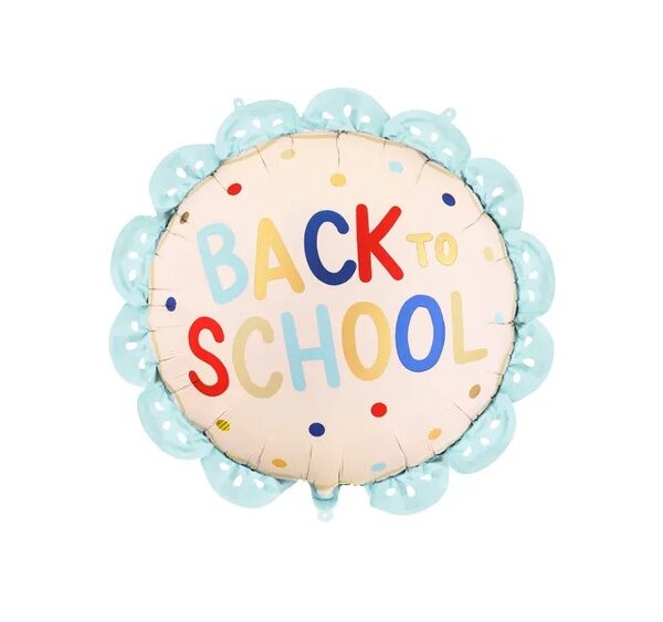 🎒 Back to School Scalloped Foil Balloon – Cream & Blue, 52 x 52 cm 🎈